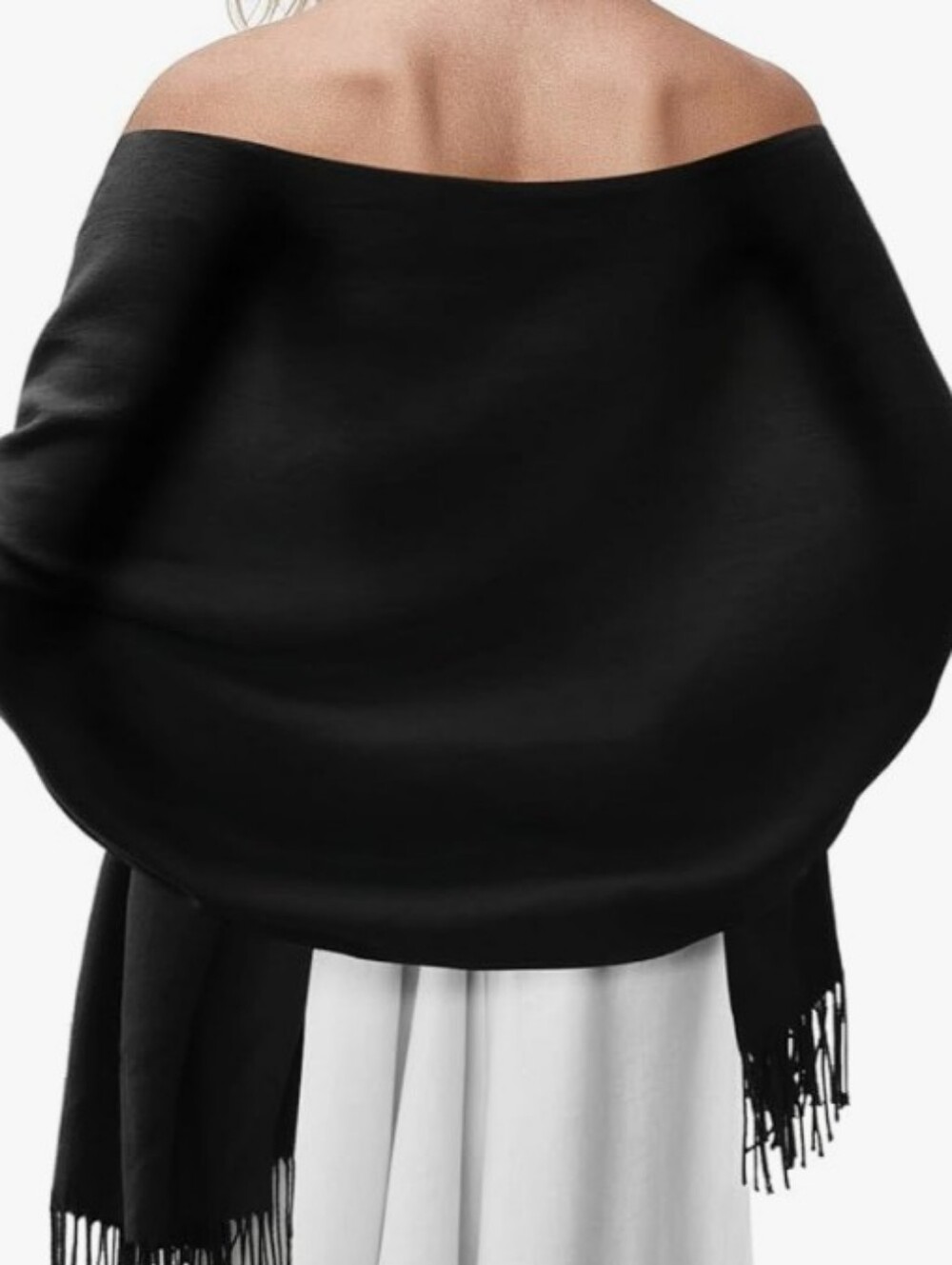 Classic Pashmina Scarf Large Evening Dress Shawl Fringe Wrap Black Boutique